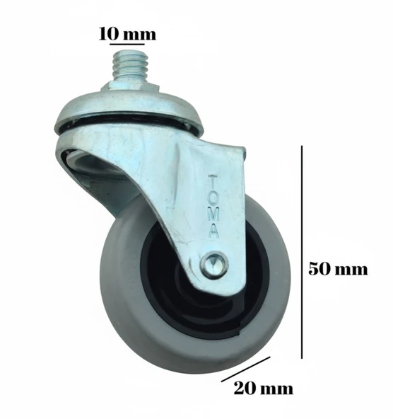 2 Adet Civatalı Metal 50mmx20mm Koltuk Sandalye Mobilya Tekeri - Resim 8