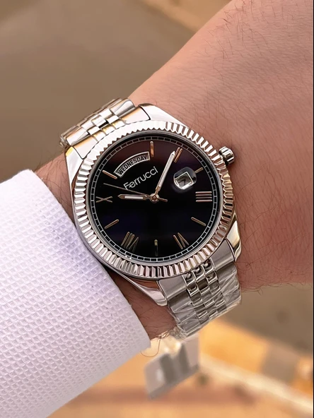 Ferrucci Nişan Ve Takım Elbiselere Özel Takvimli Kadran 2 Yıl Garantili Spor Erkek Kol Saati J3623.1 - Resim 3