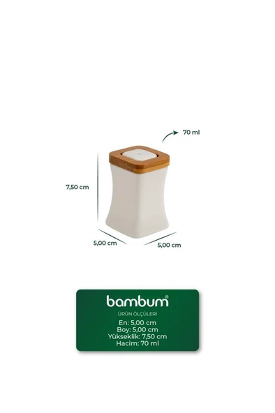 Bambum Shaggy - Bambu Standlı Yağlık Sirkelik Tuzluk Ve Biberlik - Resim 6