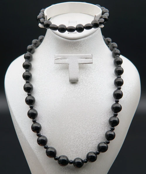 Oltu Taşı ve Akik Taşı Kadın Kolye sk000142 ürün görseli 1