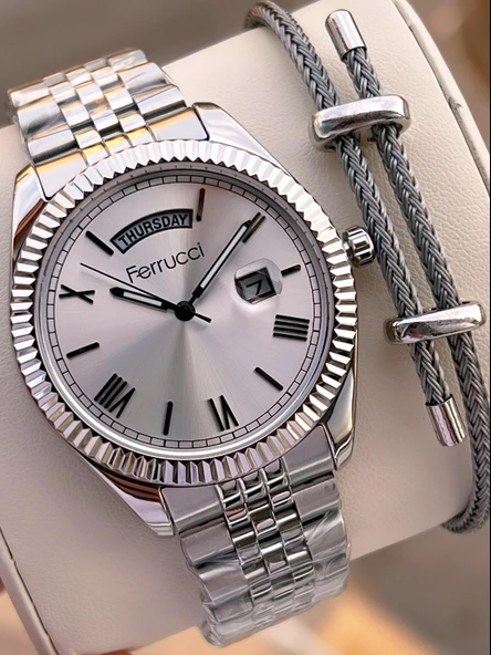 Ferrucci Nişan Ve Takım Elbiselere Özel Takvimli Kadran 2 Yıl Garantili Spor Erkek Kol Saati J3623.6 ürün görseli