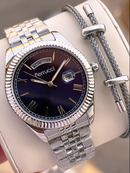 Ferrucci Nişan Ve Takım Elbiselere Özel Takvimli Kadran 2 Yıl Garantili Spor Erkek Kol Saati J3623.1 ürün görseli