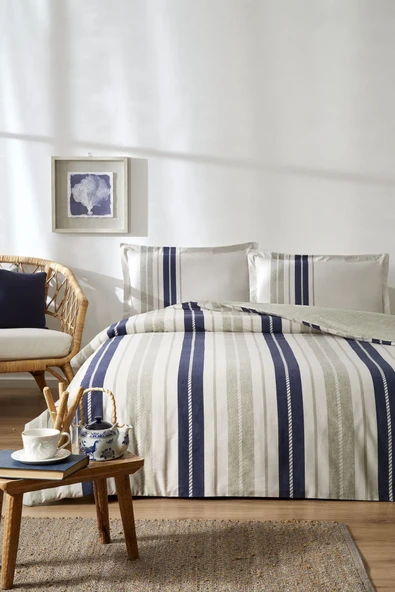 Özdilek Ranforce Tek Kişilik Nevresim Takımı Marine Line ürün görseli 1