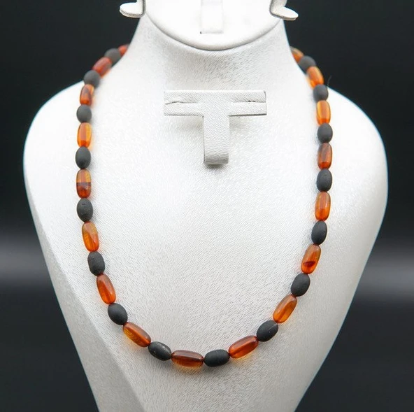 Oltu Taşı ve Kehribar Kolye sk000145 ürün görseli 1