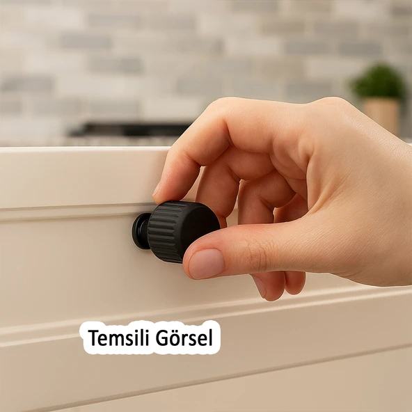 Siyah Tek Vidalı Çizgili Düğme Metal Kulp Çekmece Mobilya Mutfak Dolabı Dolap Kulbu Kulpları - Resim 2