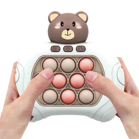 Sevimli Ayıcık Işıklı Ve Sesli Pilli Popit eğitici Oyuncak Push Pop Konsol 4 Farklı Oyun Modlu ürün görseli