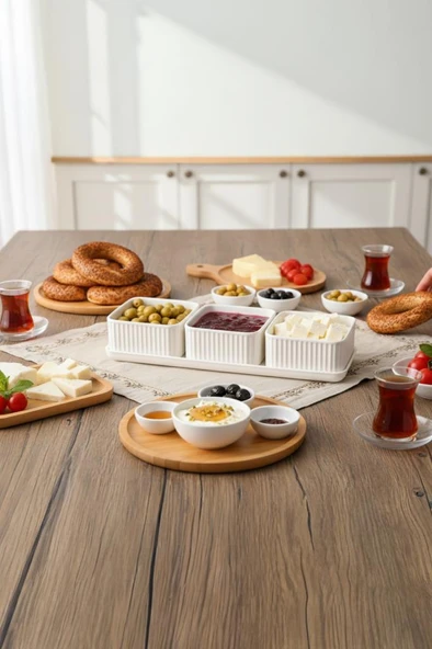 Atbyhome Valverdi - 3'lü 7 Parça Kahvaltılık Kahvaltı Seti Sunum Seti ürün görseli