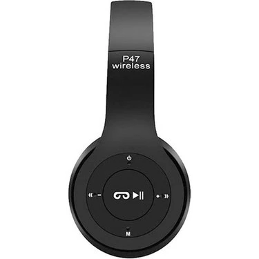 P47 Siyah Kablosuz Bluetooth Kulak Üstü Kulaklık ürün görseli