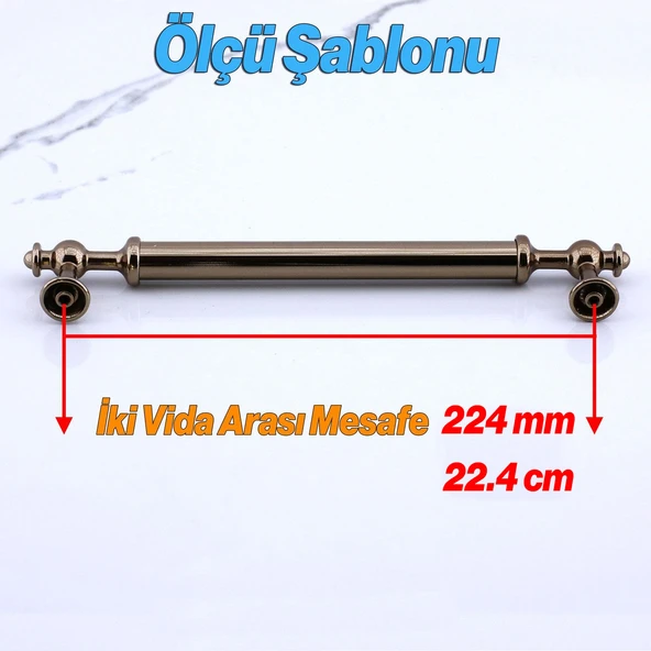 Metal Kulp Mobilya Çekmece Mutfak Dolabı Dolap Kulpları Kulpu Kulpları Düz Model 224 mm Bronz - Resim 3