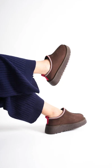 Asle Kadın Acı Kahve Kışlık Kürklü Terlik - Resim 4