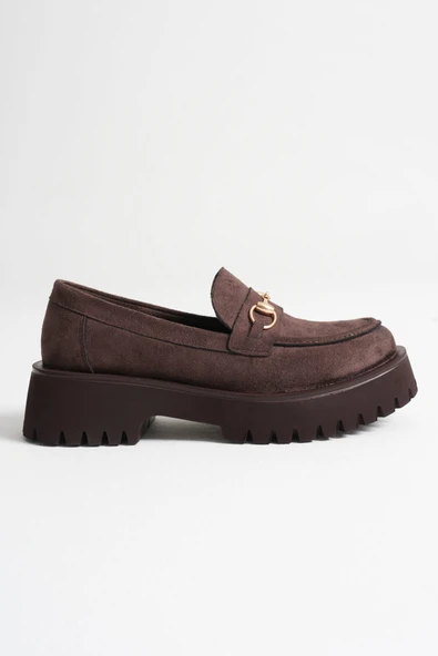 Aral Toka Detaylı Acı Kahve Süet Günlük Loafer Ayakkabı - Resim 3