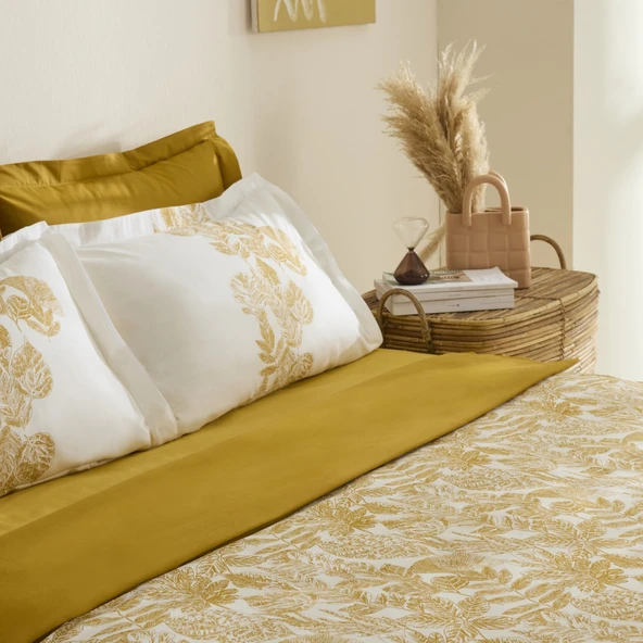 KARACA HOME ORLA ÇİFT KİŞİLİK NEVRESİM TAKIMI SARI - Resim 5