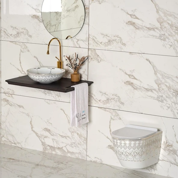 Lena ET-Y7032BY Asma Klozet Beyaz & Altın - Resim 3