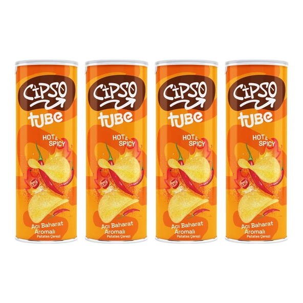 Cipso Tube Acı Baharat Aromalı  Cips 160 gr x 4 Adet ürün görseli
