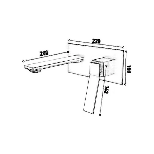 Fontana FJ-A3005 Mat Siyah Ankastre Lavabo Bataryası - Resim 3