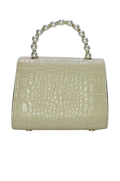 Vos Versa Kadın Gold Zincir Askılı El ve Omuz Çanta Krokodil Desenli - Resim 8