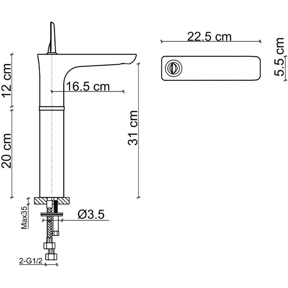 Fontana FK-5123 Yüksek Lavabo Bataryası Mat Rose - Resim 2