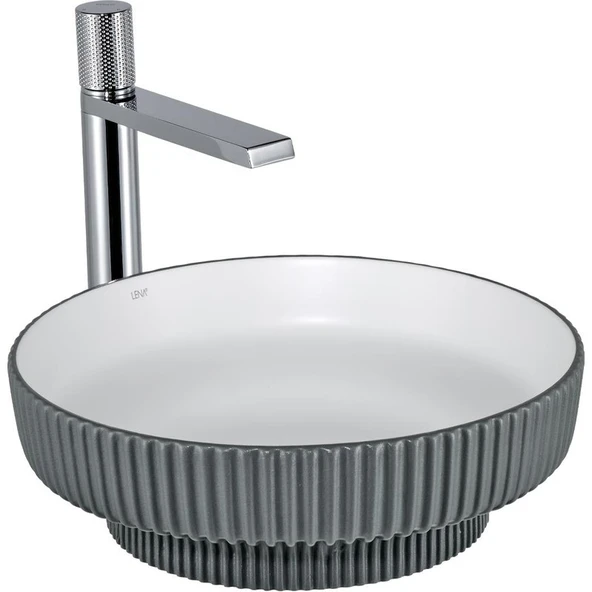Lena E-W1501MGB Tezgah Üstü Lavabo Mat Gri & Beyaz ürün görseli