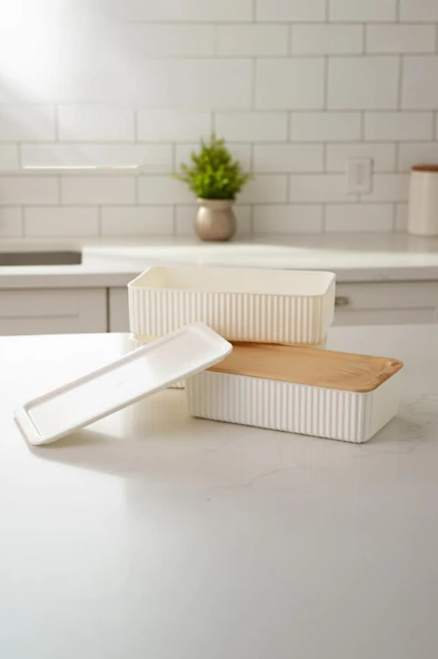 Atbyhome Valverdi - 3'lü 7 Parça Beslenme Kabı Saklama Kabı Bambu Görünüm - Resim 5