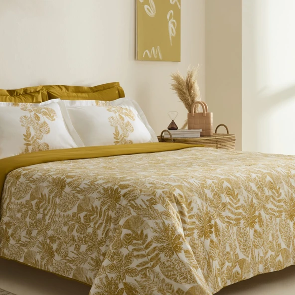 KARACA HOME ORLA ÇİFT KİŞİLİK NEVRESİM TAKIMI SARI - Resim 4