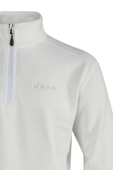 2AS Cedric Erkek Yarım Fermuarlı İnce Polar Sweatshirt Beyaz - Resim 3
