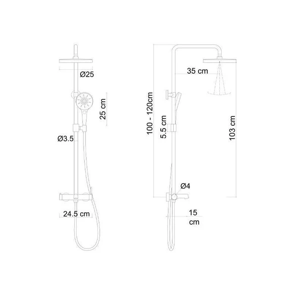 Fontana Duş Ünitesi (Krom) FJ-1051 - Resim 2
