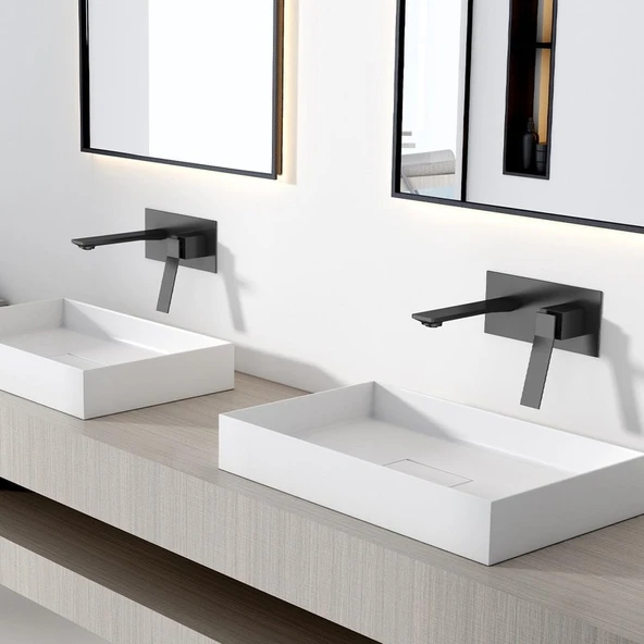 Fontana FJ-A3005 Mat Siyah Ankastre Lavabo Bataryası - Resim 2