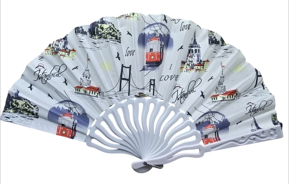 Plastik Kumaş Yelpaze 12'li İstanbul ürün görseli 1