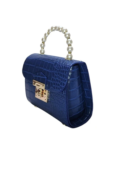 Vos Versa Kadın Gold Zincir Askılı El ve Omuz Çanta Krokodil Desenli - Resim 12