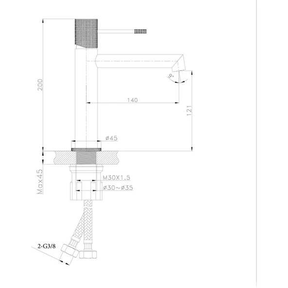 Fontana FM-2118 Siyah & Kırmızı Lavabo Bataryası - Resim 2