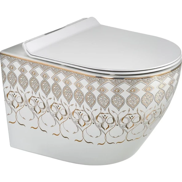 Lena ET-Y7032BY Asma Klozet Beyaz & Altın ürün görseli