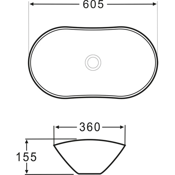 Lena E-2113M5 Tezgah Üstü Porselen Lavabo - Resim 3