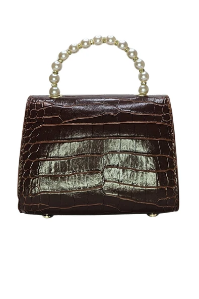 Vos Versa Kadın Gold Zincir Askılı El ve Omuz Çanta Krokodil Desenli - Resim 3