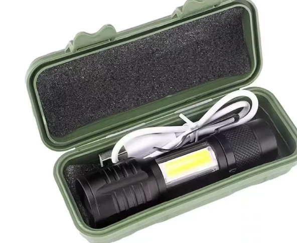 Wison Ws-5454 Taktik El Feneri Usb Şarj Edilebilir Kamp Feneri Cob Zumlanabilir Mini Taşınabilir El Feneri - Resim 2