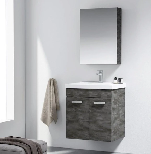 Orka Enez 65 cm İrony Banyo Dolabı Alt Modül ve Lavabo - Resim 2