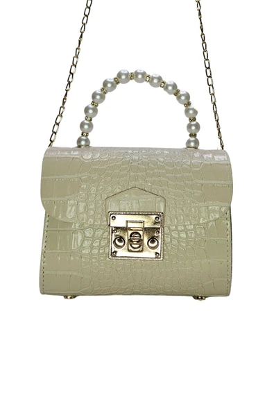 Vos Versa Kadın Gold Zincir Askılı El ve Omuz Çanta Krokodil Desenli - Resim 9