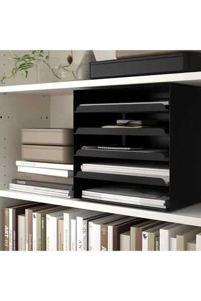 Evrak Rafı, Antrasit, Genişlik: 32 cm  Derinlik: 25 cm  Yükseklik: 32 cm - Resim 3