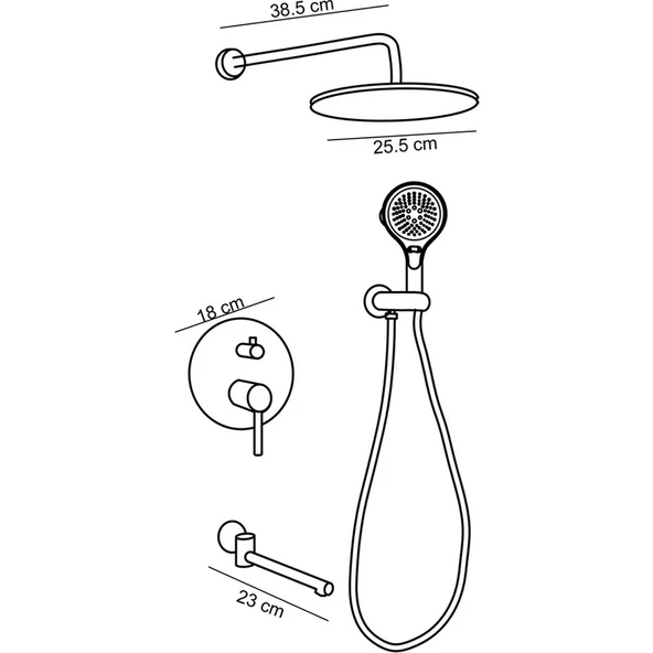 Fontana FJ-4153F Fırçalanmış Rose Ankastre Duş Seti - Resim 3