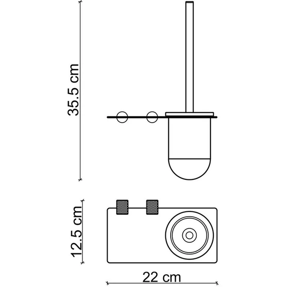 Fontana FY-90104 Mat Altın & Siyah Tuvalet Fırçası - Resim 2