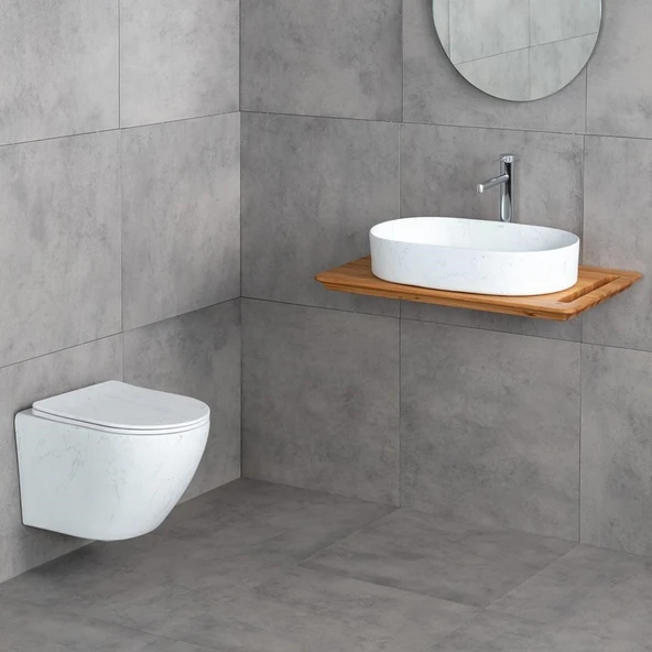 Lena Asma Klozet (Mat Beyaz Mermer) ET-W1200M8 - Resim 3