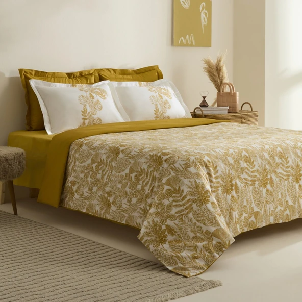 KARACA HOME ORLA ÇİFT KİŞİLİK NEVRESİM TAKIMI SARI - Resim 3