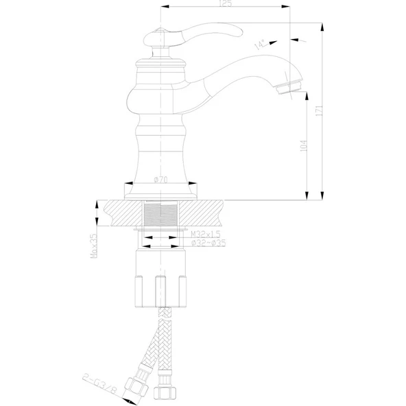 Fontana FM-1211 Krom Lavabo Bataryası - Resim 2