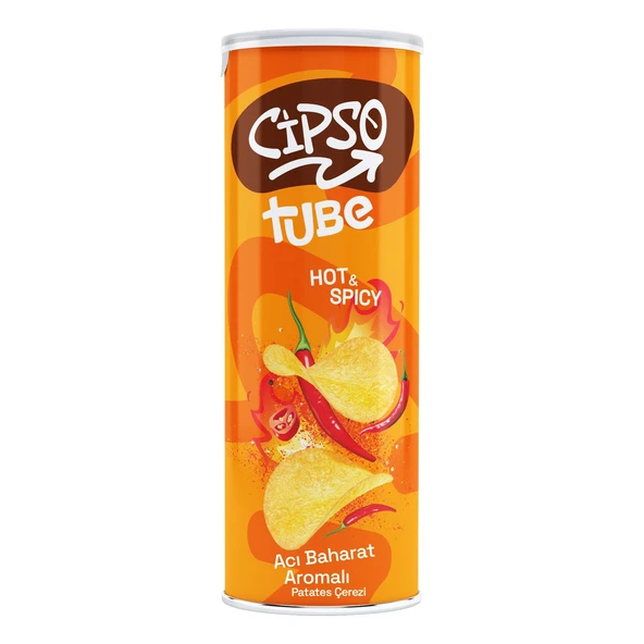 Cipso Tube Acı Baharat Aromalı  Cips 160 gr x 4 Adet - Resim 2