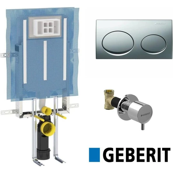 Geberit Alpha 8 Cm Gomme Rezervuar + P.krom Buton + Ara Kesme Valf 3 Parca Set ürün görseli