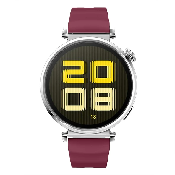 Sneezy Huawei Watch GT5 41mm İle Uyumlu SoftFlex Metal Tokalı Spor Silikon Akıllı Saat Kordonu  Mürdüm - Resim 5