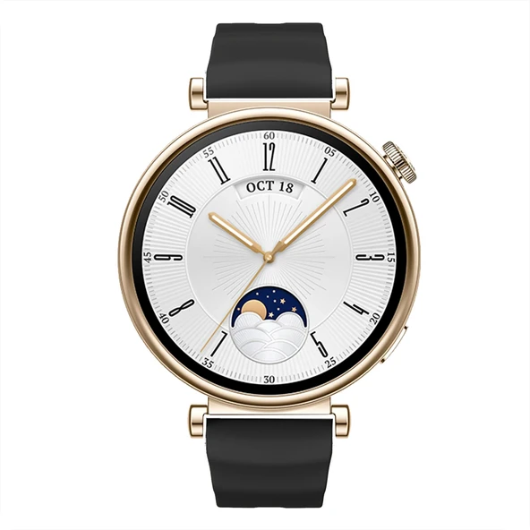 Sneezy Huawei Watch GT4 41mm İle Uyumlu SoftFlex Metal Tokalı Spor Silikon Akıllı Saat Kordonu  Siyah - Resim 5
