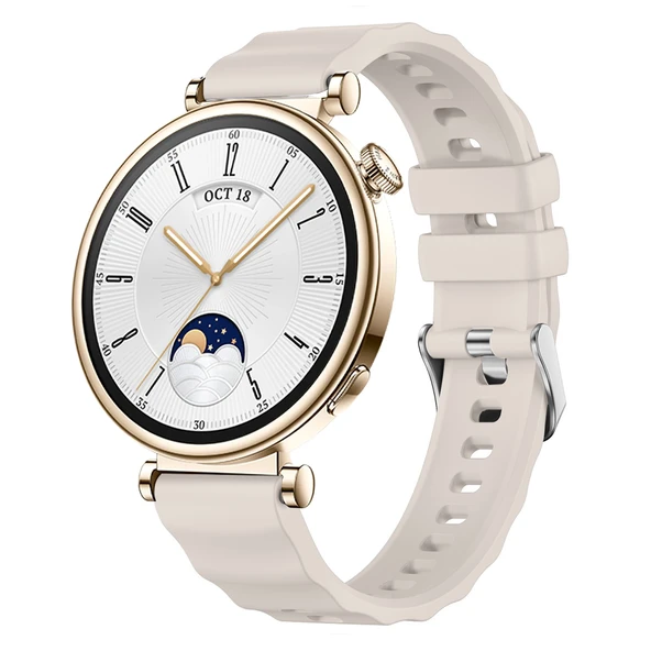 Sneezy Huawei Watch GT4 41mm İle Uyumlu SoftFlex Metal Tokalı Spor Silikon Akıllı Saat Kordonu  Starlight ürün görseli