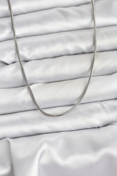 Zincir Gümüş Renk 60 cm Yılan Zincir Kadın Kolye - EBJ251115W38414 ürün görseli