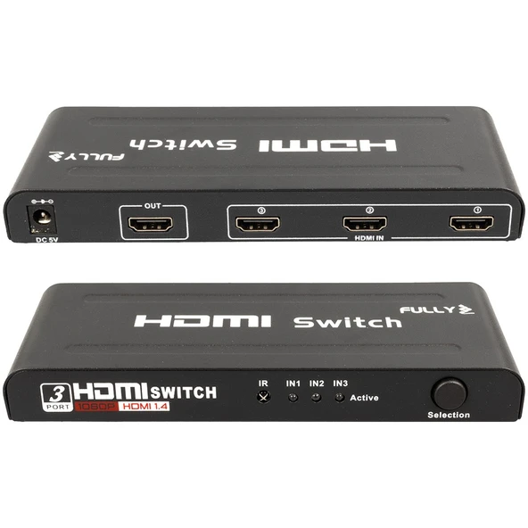 G 538H 3 Giriş 1 Çıkış HDMI Swıtcher Toplayıcı Metal Kasa Adaptörlü - Resim 2