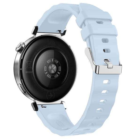 Sneezy Huawei Watch GT4 41mm İle Uyumlu SoftFlex Metal Tokalı Spor Silikon Akıllı Saat Kordonu  Mavi - Resim 2